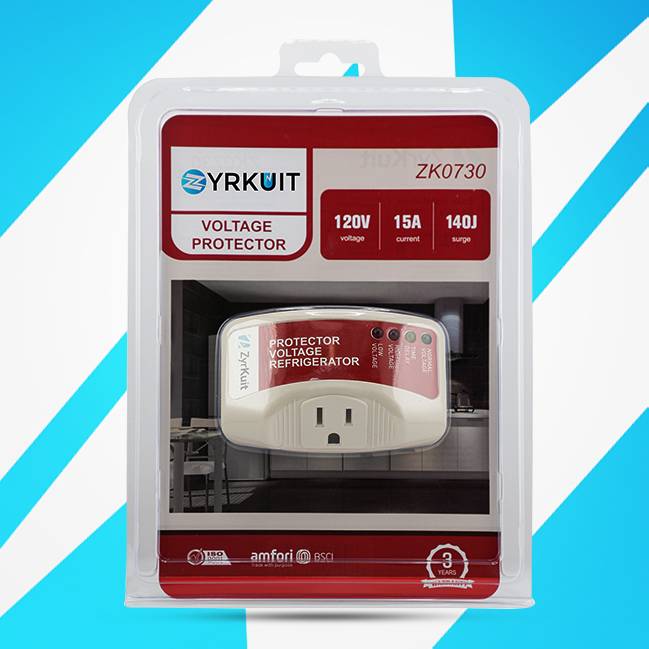 Zyrkuit Protector Electrónico de Voltaje y Sobretensión – Máxima Protección para Refrigeradores (Hasta 27 cu. ft.) | Protección Contra Altos/Bajos Voltajes, Apagones y Picos Eléctricos