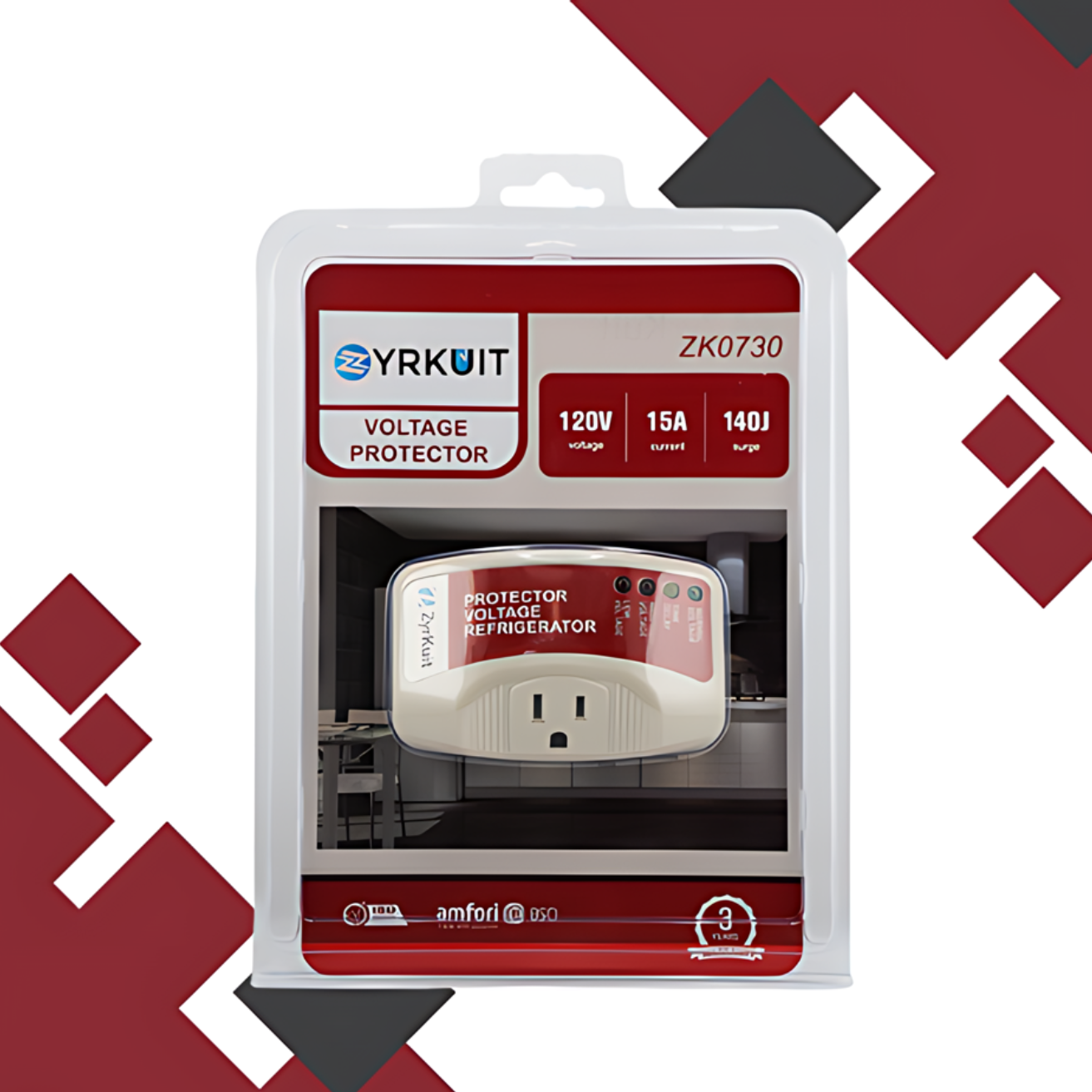 Zyrkuit Protector Electrónico de Voltaje y Sobretensión – Máxima Protección para Refrigeradores (Hasta 27 cu. ft.) | Protección Contra Altos/Bajos Voltajes, Apagones y Picos Eléctricos